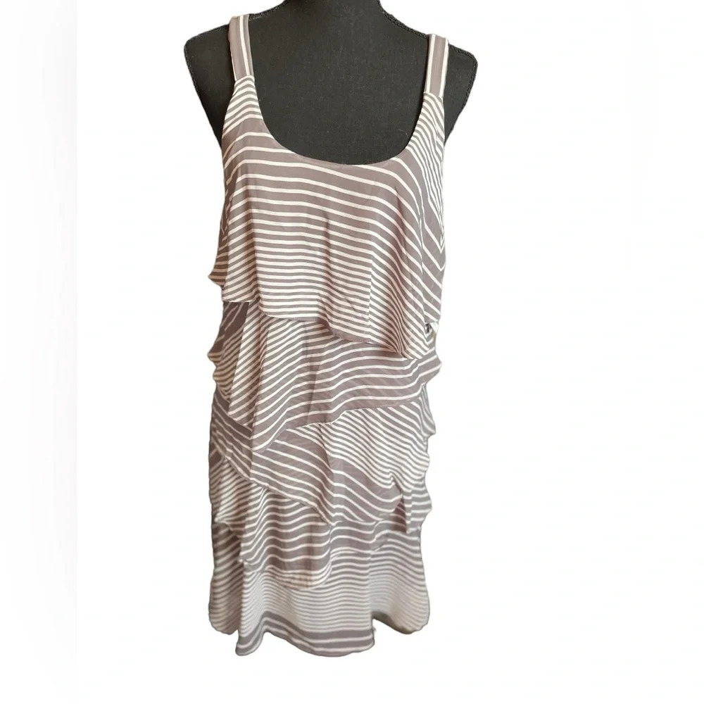 Robbie Bee Sleeveless Tiered Chiffon Dress, Size 8